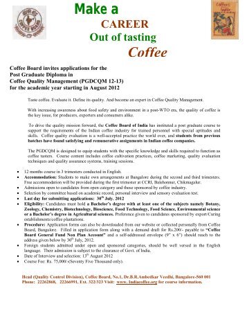 Post Graduate Diploma in Coffee Quality ... - Coffee Board of India