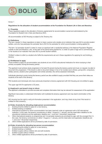 Regulations governing allocations - SiO