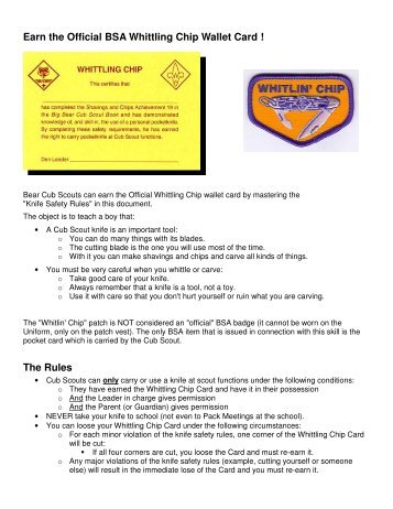 Earn the Official BSA Whittling Chip Wallet Card ! The Rules