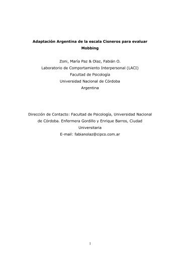 1 AdaptaciÃ³n Argentina de la escala Cisneros para evaluar ...