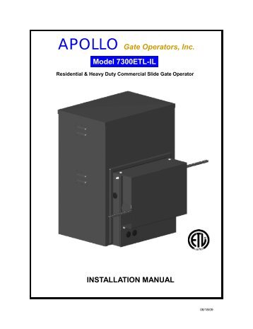 Model 7300 INSTALLATION MANUAL APOLLO Gate Operators, Inc ...