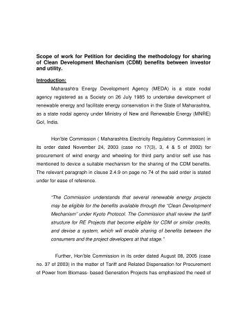 Scope of work for Petition for deciding the methodology for sharing ...