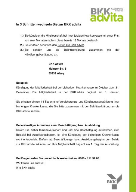 In 3 Schritten Zur Bkk Advita Nachhaltige Beratung