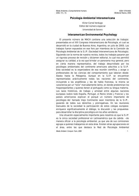 VÃ­ctor Corral Verdugo - Medio Ambiente y Comportamiento Humano