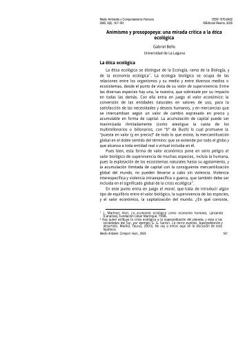 Gabriel Bello - Medio Ambiente y Comportamiento Humano