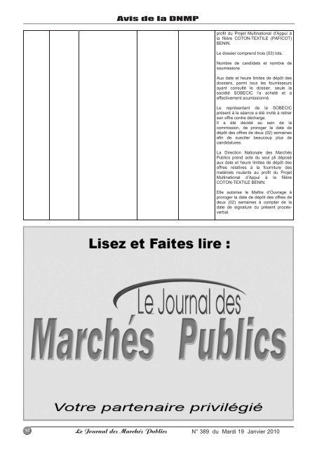 Journal 389_GABARIT.qxd - MinistÃ¨re de l'Ã©conomie et des finances