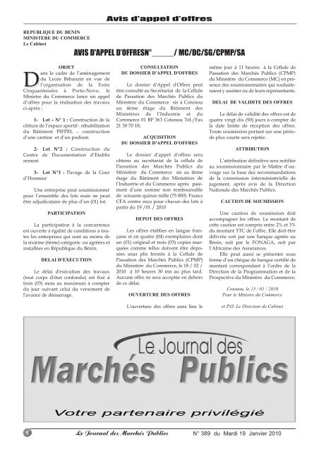 Journal 389_GABARIT.qxd - MinistÃ¨re de l'Ã©conomie et des finances