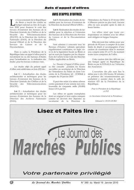 Journal 389_GABARIT.qxd - MinistÃ¨re de l'Ã©conomie et des finances