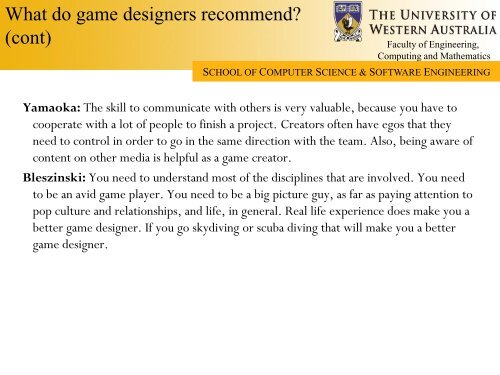 Lecture 2: Game Design - Undergraduate