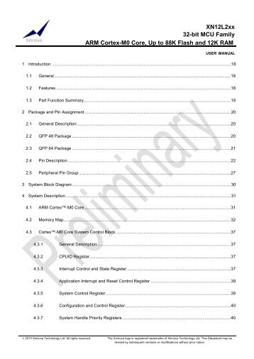 XN12L2xx 32-bit MCU Family ARM Cortex-M0 Core, Up to 88K ...