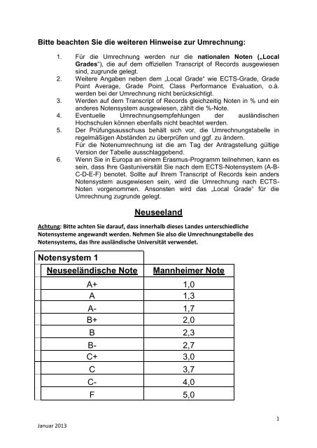 Neuseeland Notensystem 1 NeuseelÃ¤ndische Note ... - BWL