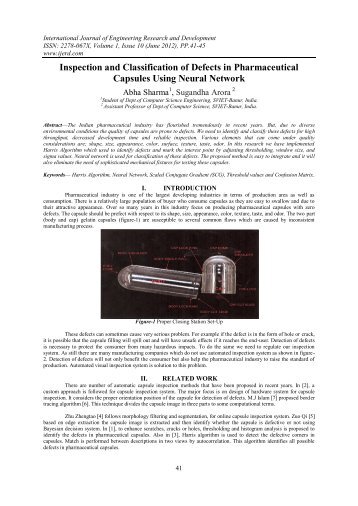 Inspection and Classification of Defects in Pharmaceutical ... - IJERD