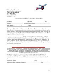 Authorization for Release of Medical Information - Delaware State ...