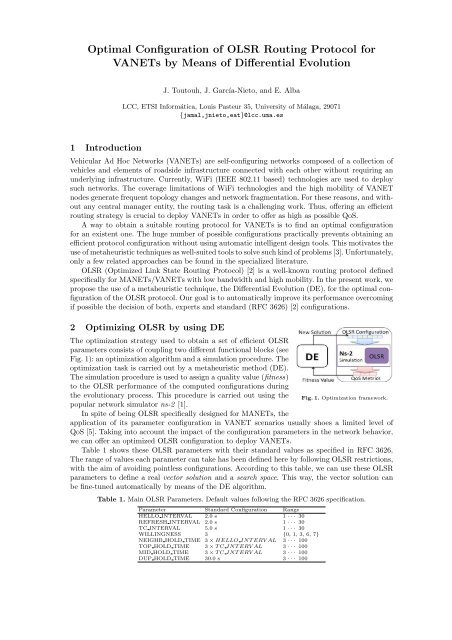 Optimal Configuration of OLSR Routing Protocol for VANETs by ...