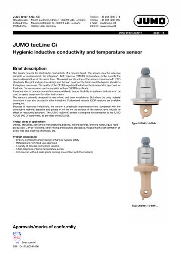 JUMO tecLine Ci Hygienic inductive conductivity and temperature ...