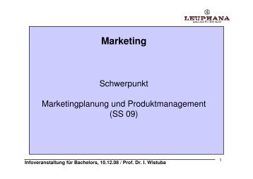 Infoveranstaltung für Bachelors, 10.12.08 / Prof. Dr. I. Wistuba - GMLG