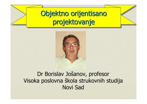 Objektno orijentisano projektovanje - Visoka poslovna Å¡kola ...