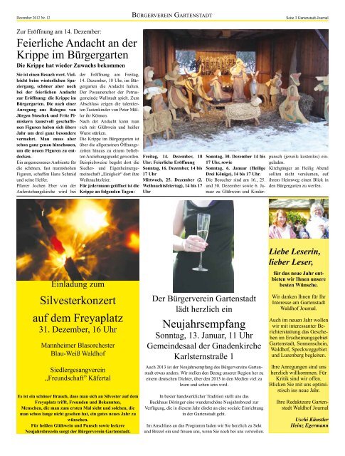 Gartenstadt Waldhof Journal Dezember 2012 - BÃ¼rgerverein ...