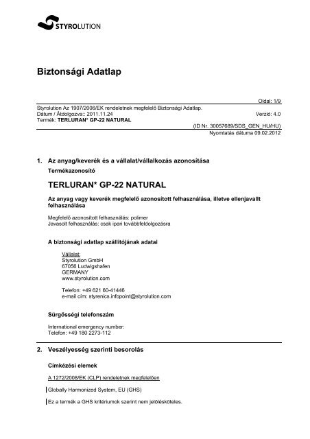 terluran* gp-22 natural - BASF Packaging Portal