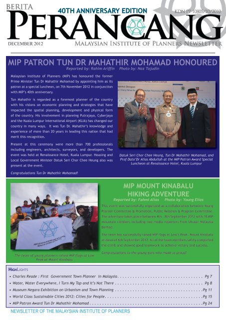 mip patron tun dr mahathir mohamad honoured - Malaysian Institute ...