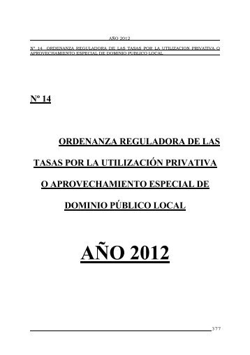 NÂº 14: Ordenanza Reguladora de las Tasas por la UtilizaciÃ³n ...