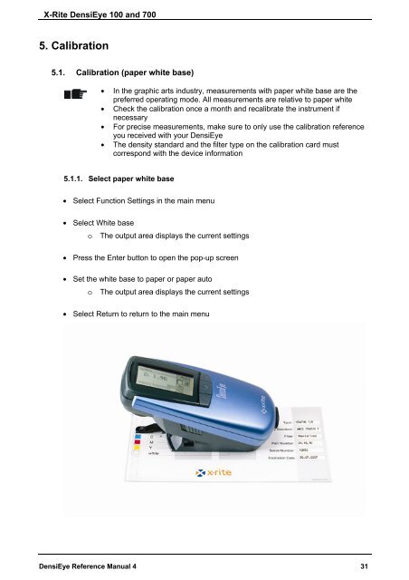 DensiEye Reference Manual - X-Rite