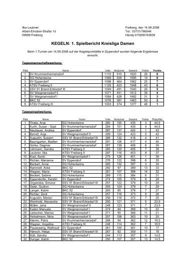 1. Turnier - Keglerkreisfachverband Freiberg eV