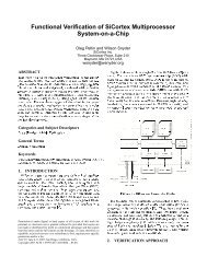 Functional Verification of SiCortex Multiprocessor System ... - Veripool