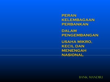 peran kelembagaan perbankan dalam pengembangan usaha mikro ...