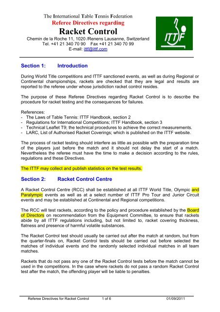 Racket Code Reference Pdf Referee Directives regarding Racket Control - ITTF