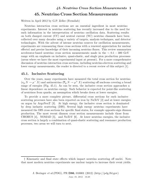 45. Neutrino Cross Section Measurements - Particle Data  Group