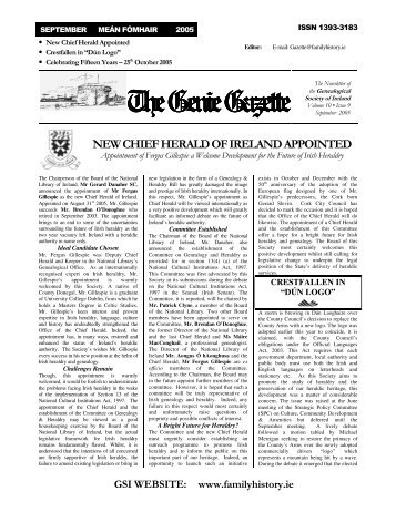 September 2005 - Genealogical Society of Ireland