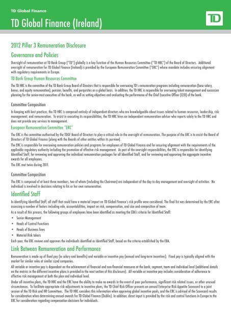 TD Global Finance (Ireland) - TD Securities