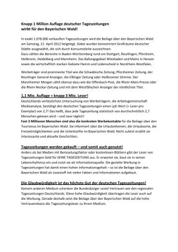 Argumentation pro Tageszeitung - Bayerischer-Wald