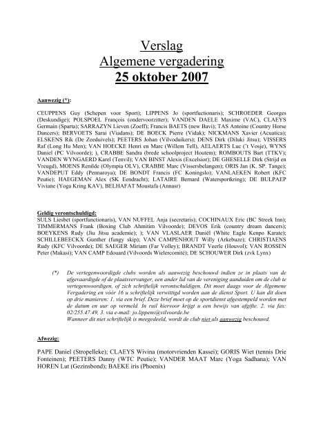 Verslag Algemene vergadering 25 oktober 2007 - Vilvoorde