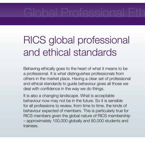 View the new global professional and ethical standards - RICS ASIA