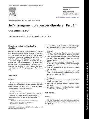 Self-management of shoulder disordersâPart 2