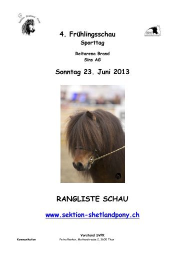 RANGLISTE SCHAU - SVPK