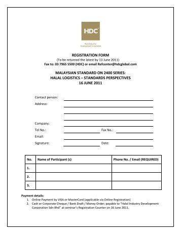 registration form malaysian standard on 2400 series - Halal Industry ...