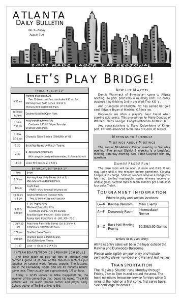 LET'S PLAY BRIDGE! - Mid-Atlantic Bridge Conference