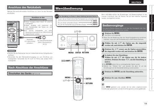 av surround receiver avr-2809 - Aerne Menu