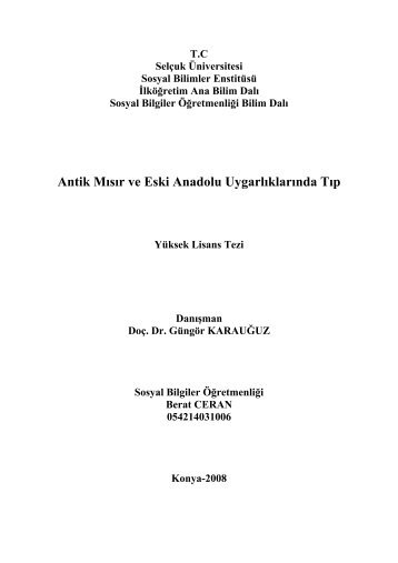 ÃZET Antik MÄ±sÄ±r Ve Eski Anadolu UygarlÄ±klarÄ±nda TÄ±p - YakÄ±n DoÄu ...