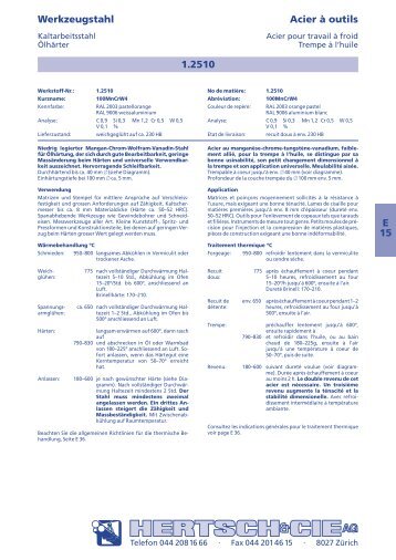 E 15 Werkzeugstahl Acier Ã  outils 1.2510