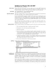 Syllabus for Physics 222, fall 2007 - Light and Matter