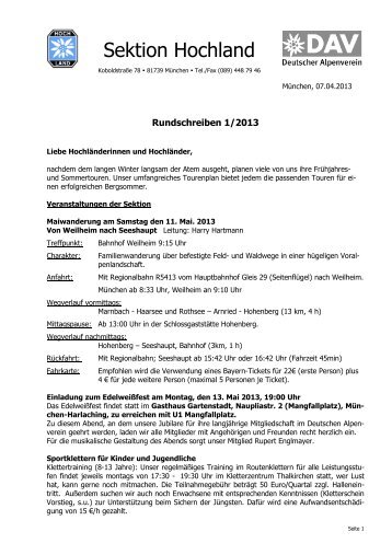 Rundschreiben 1/2013 - Sektion Hochland