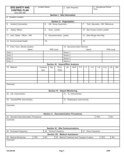 SITE SAFETY AND CONTROL PLAN - OSHA