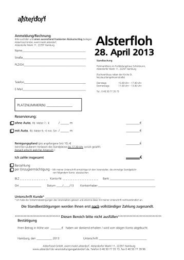 Anmeldung/Rechnung PLATZNUMMER(N ... - Alsterdorfer Markt
