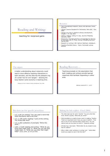 Ann Ballantyne - Reading and Writing: Teaching for Reciprocal Gains