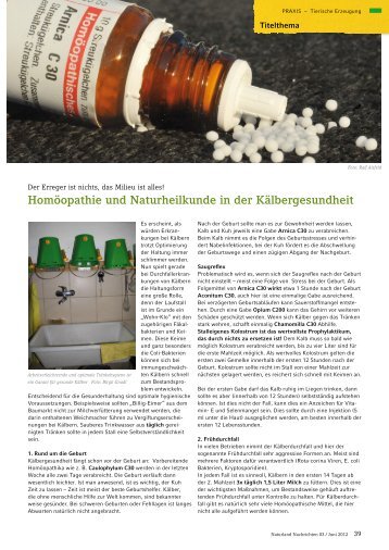 Homöopathie und Naturheilkunde in der Kälbergesundheit - Naturland