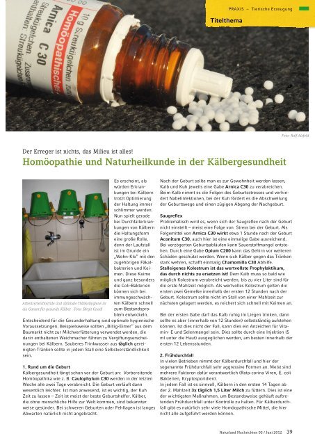 Homöopathie und Naturheilkunde in der Kälbergesundheit - Naturland